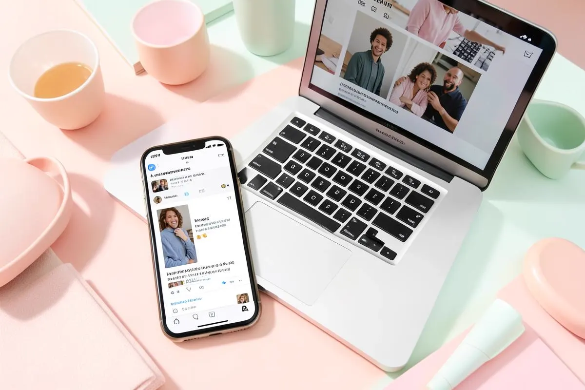 Phone and laptop showing social media feeds during content planning — How To Write Product Specifications That Customers Understand